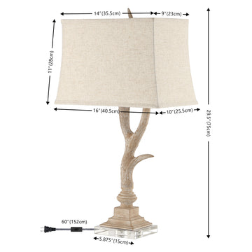 Antler 29.5" Rustic Resin/Crystal LED Table Lamp - JONATHAN Y